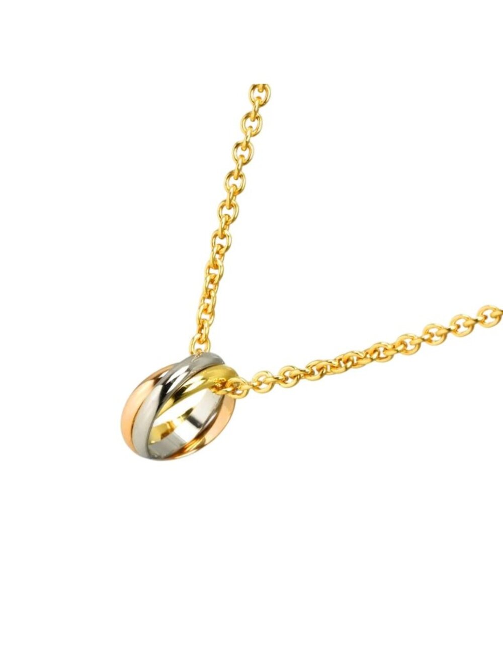 Cartier Trinity Necklace 42 18k Yellow Gold WG PG 750 Three